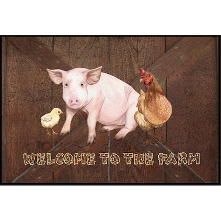 Micasa Welcome to the Farm with the pig and chicken Indoor or Outdoor Mat MI247949